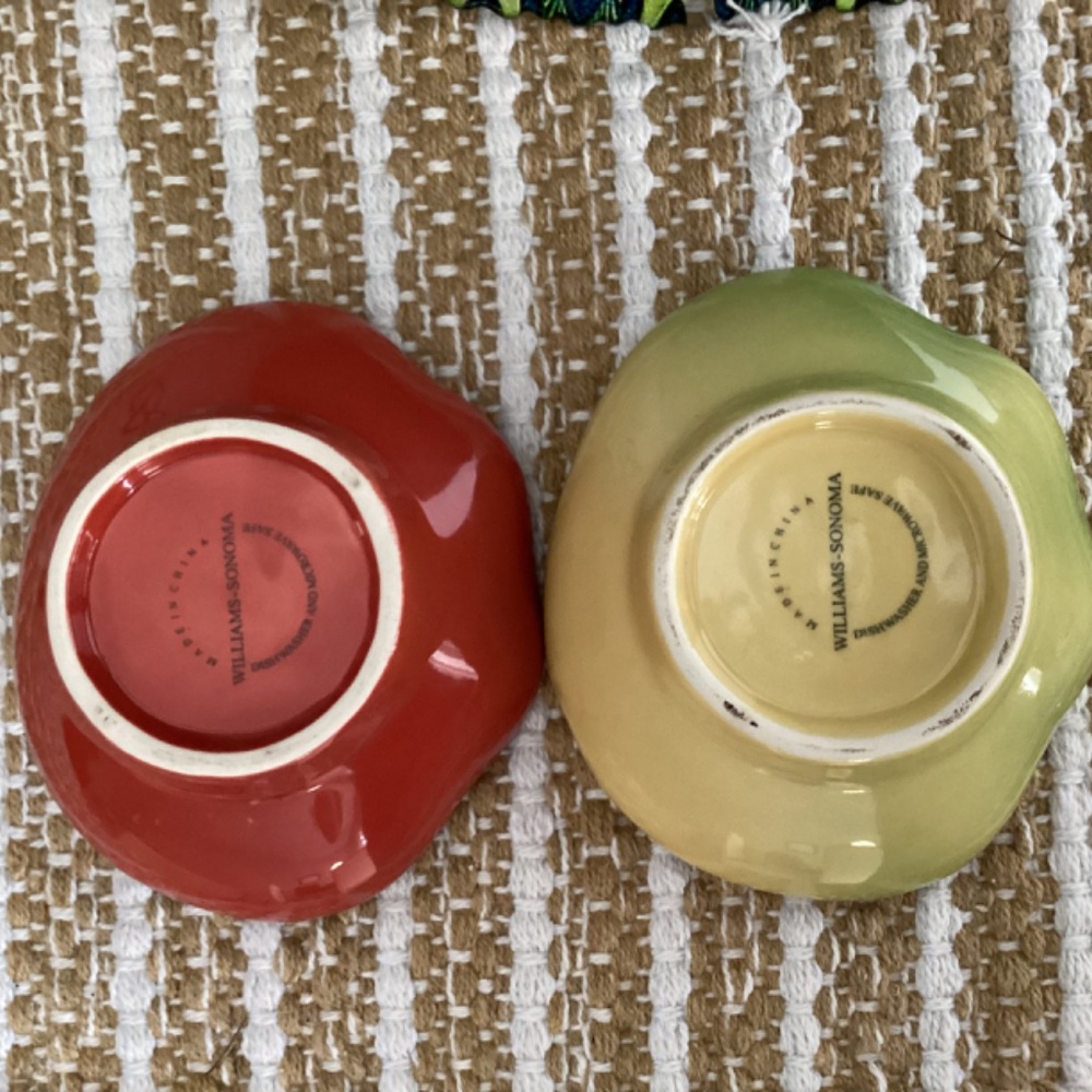♦️ WILLIAMS SONOMA condiment bowls toppings / dip bowls heirloom tomato EUC - Picture 8 of 9